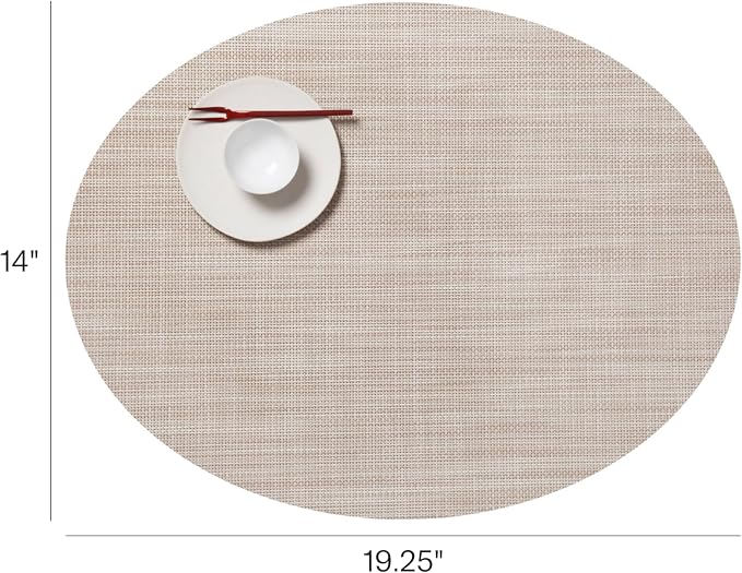 Chilewich Mini Basketweave Placemats, Woven Oval Placemats Set of 4 | Reusable - Image 2