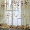 1 Panel Embroidered Floral Voile Sheer Window Curtain Rod Pocket Top | by NewWPKIRA