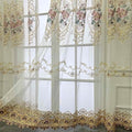1 Panel Embroidered Floral Voile Sheer Window Curtain Rod Pocket Top | by NewWPKIRA