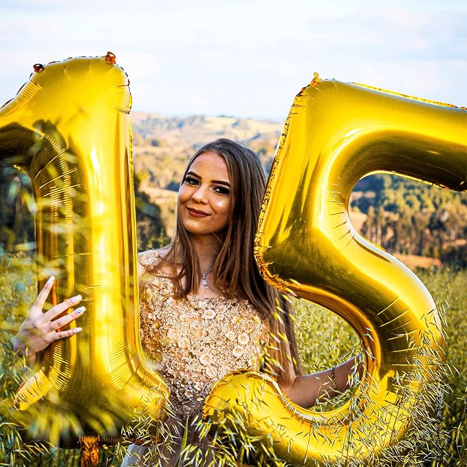 40In Large Gold Number Balloon 3 Aluminum Foil Mylar Big Number Balloon 0-9 | - Image 2