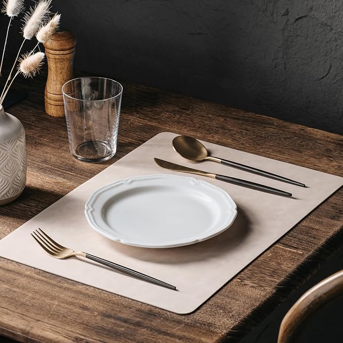 Placemats Set of 6, DOLOPL Reversible Dual-Color Faux Leather Place Mats - Image 3