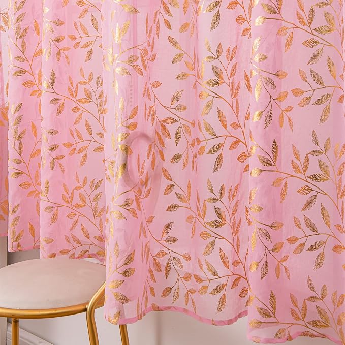 Sutuo Home Pink Sheer Curtains 63 Inch Length 2 Panels Set, Privacy Voile - Image 5