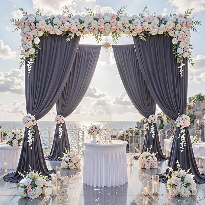 40 ft x 10 ft Wrinkle Free Charcoal Backdrop Curtain - Image 2
