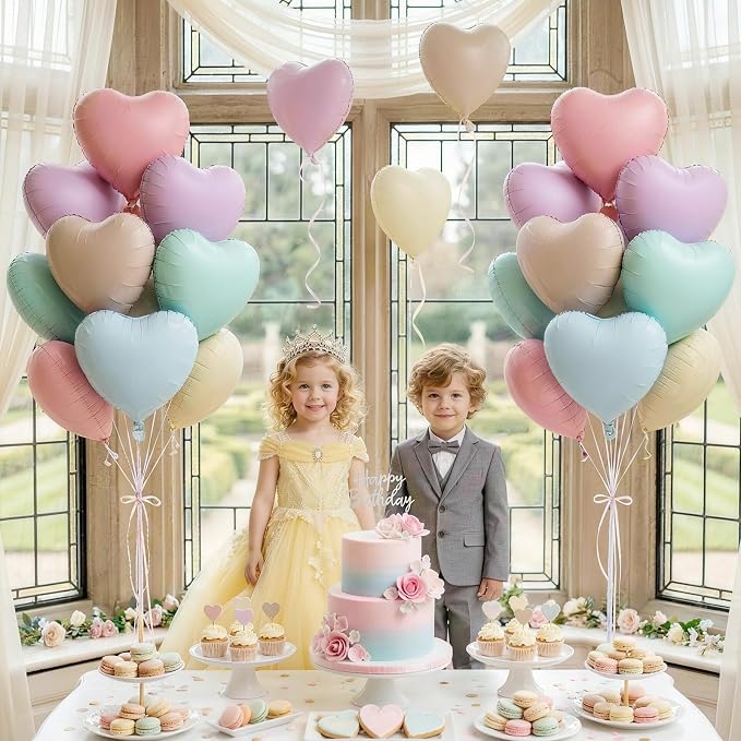 Pastel Heart Balloons, 18 Inch Pastel Colorful Helium Balloon - Image 6