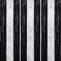 Voircoloria Black Silver Foil Fringe Backdrop Curtains, 3 Pack | Tinsel by Voircoloria