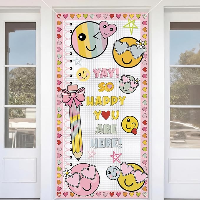 HunnmingRe Pastel Smile Face Classroom Decor Back to School Banner Decor Smile by HunnmingRe
