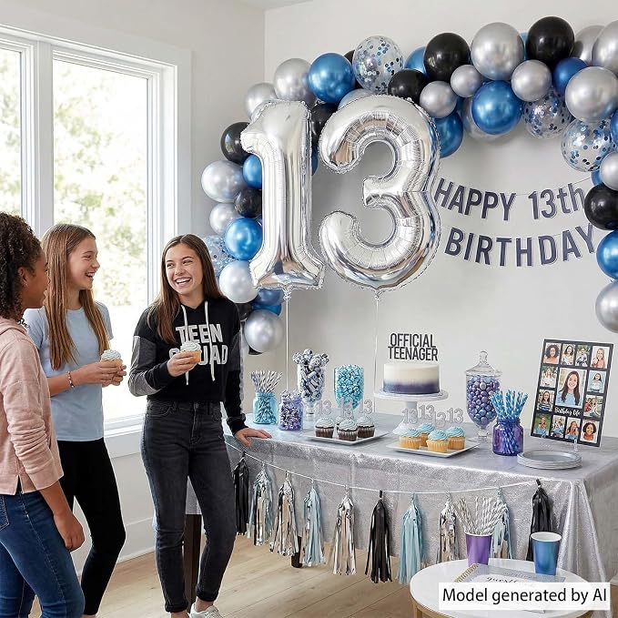 Silver Number 13 Balloon 40 Inch, Sleek Foil - Image 7