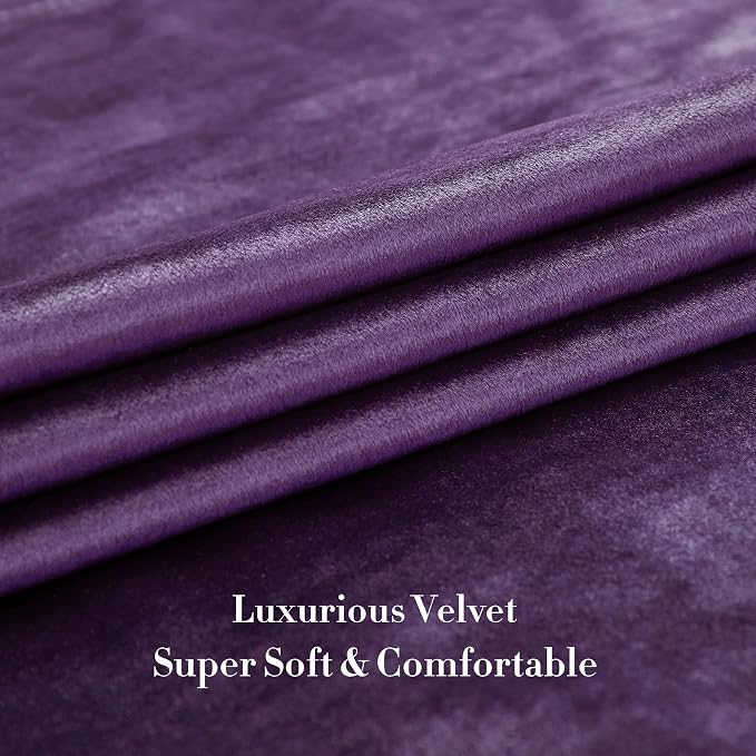 BULBUL Velvet Violet Purple Blackout Curtains 90 inch Long - Image 5