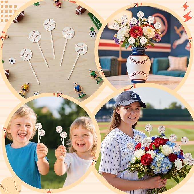 TICIAGA Baseball Wooden Floral Picks - Image 6