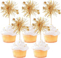 30 PCS Foil Firework Cupcake Toppers Happy Birthday Cake Toppers Star Sparkle by ZHUOWEISM