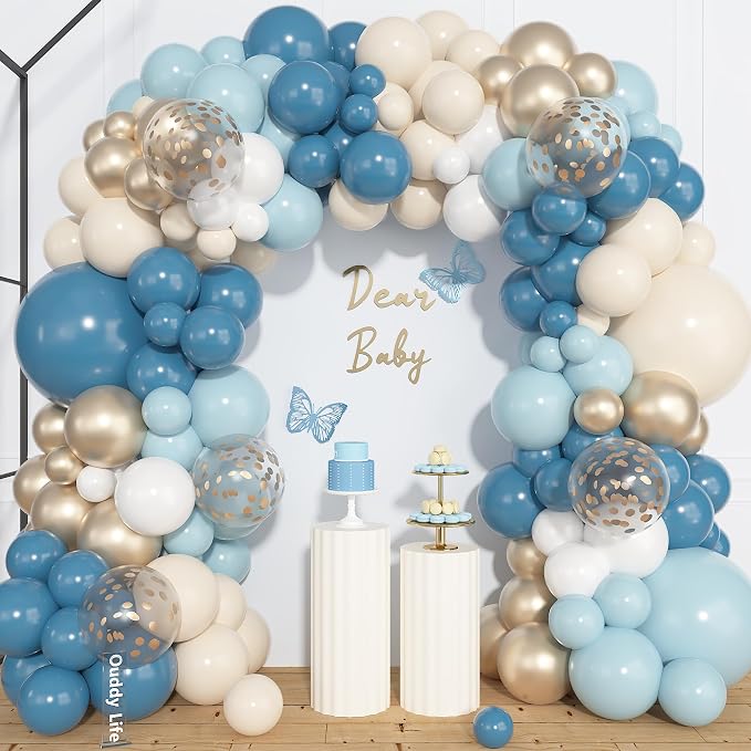 157Pcs Dusty Blue Balloons Garland Arch Kit Different Size | Fog Pastel Slate - Image 2