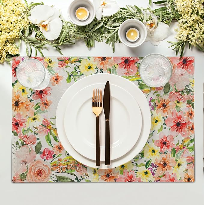 He is Risen Placemats Set of 4 Spring Easter Christian Cross Religious Flowers - Image 3