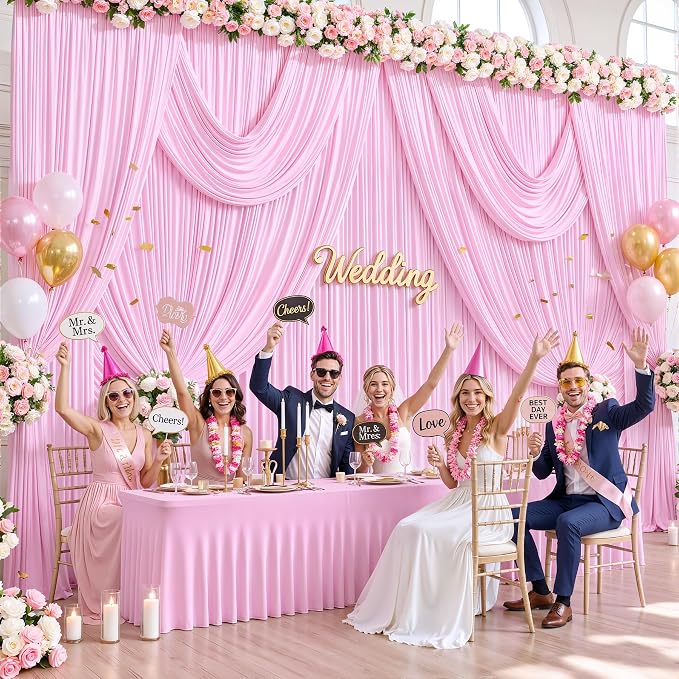4 Panels Pink Backdrop Curtains - Image 2