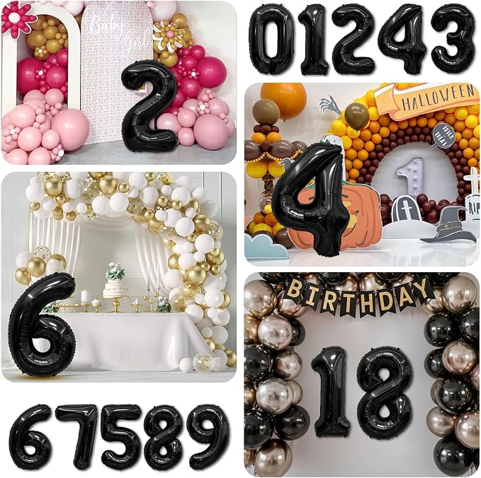 Black Number Balloons 14 Balloon Numbers 14th Number Balloon Foil Mylar Party - Image 5