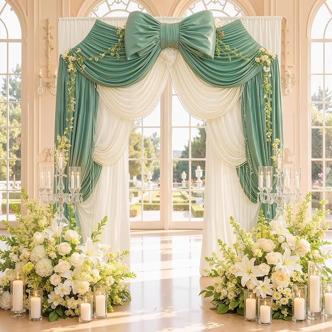 20x12 ft Sage Green Backdrop Curtains - Image 4