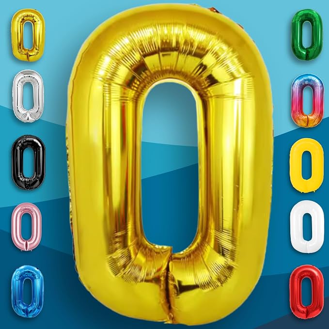 Gold Number Balloon 0 Mylar Foil Balloons 32 inch - Image 3