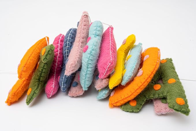 Pre-Strung Unique Handmade Wool Felt Colorful Happy Birthday Banner Garland | - Image 9
