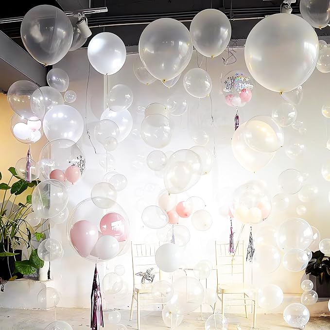 170 Pieces Clear Balloons Different Sizes 5 10 12 18 Inch Latex Balloons Clear - Image 6