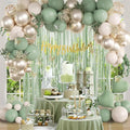 Sage Green Balloon Arch Kit 58pcs, 12in Green and White Balloons by Depotner