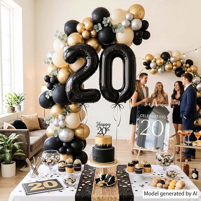 Black Number 0 Balloon 40 Inch, Foil Numeral - Image 2