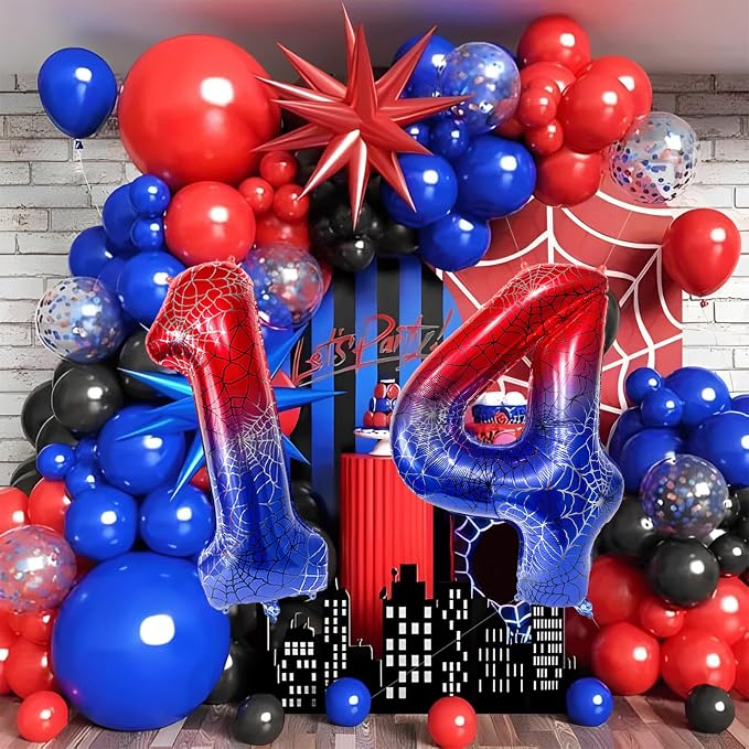 40 Inch Spider Theme Number Foil Balloons, Large Number 14 Balloons - Image 7