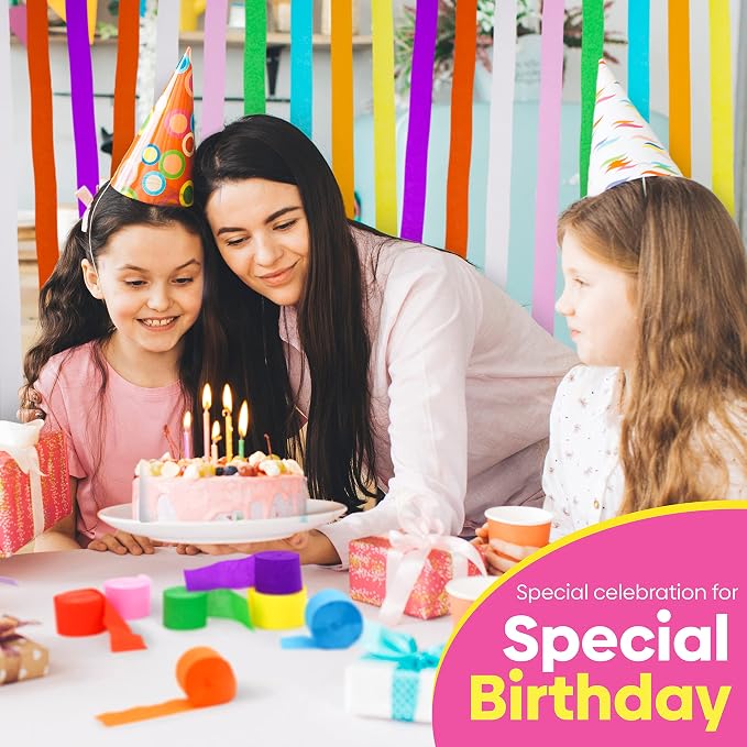 8 Crepe Paper Streamers, 656ft Pack of Rainbow Streamers Party Decorations | - Image 8