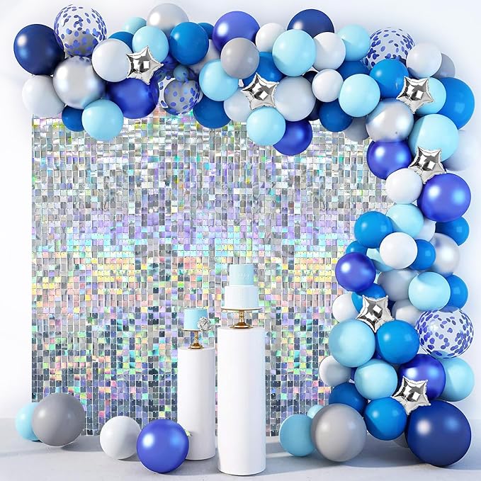 4x6 FT Iridescent Silver Shimmer Wall Backdrop, Glitter Bling Photo Backdrop - Image 4