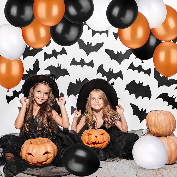 TecUnite 100 Pcs Halloween Balloons Orange Black White Set Decor, 13 Inch | - Image 3