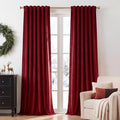 Red Velvet Curtains Extra Long for Chrismas Decor, W52 x L132, Room Darkening by StangH