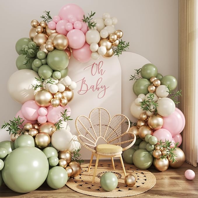Pink and Green Balloon Arch Kit by JOYFLOAT