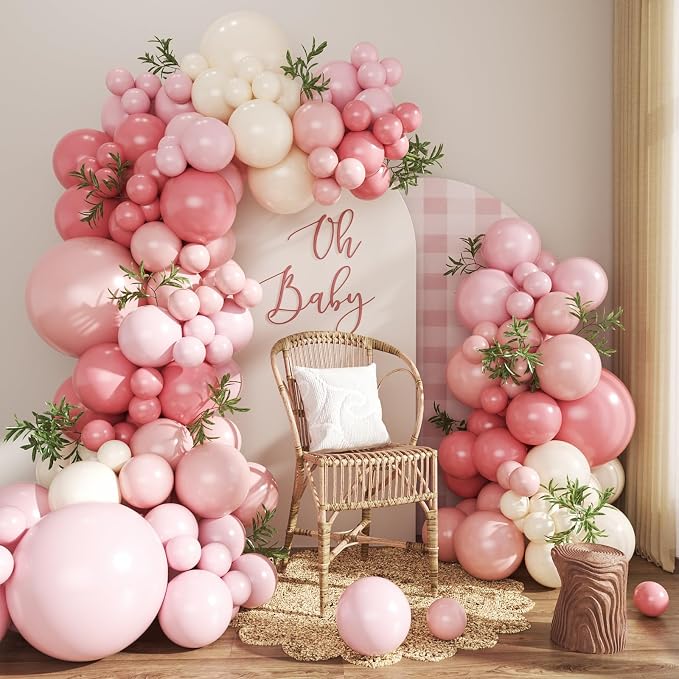 Dusty Pink Balloon Arch Kit for Baby Shower Bridal Shower Decorations | 124Pcs by CROSSFINGERS