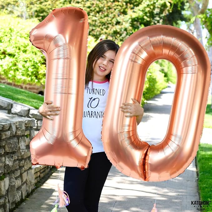 KatchOn Rose Gold 10 Balloon Number 40 Inch, 10th Birthday Decorations | Rose - Image 7