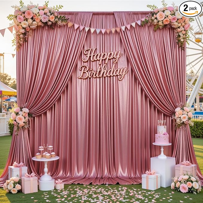 10x10ft Thick Rose Gold Glitter Backdrop Curtain Panels by Outpain