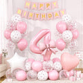 4th Pink Bow Birthday Decorations by Xinvery
