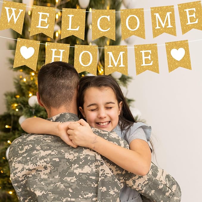 Yeaqee Welcome Home Banner Welcome Back Home Decorations 2 Hearts Sign - Image 4