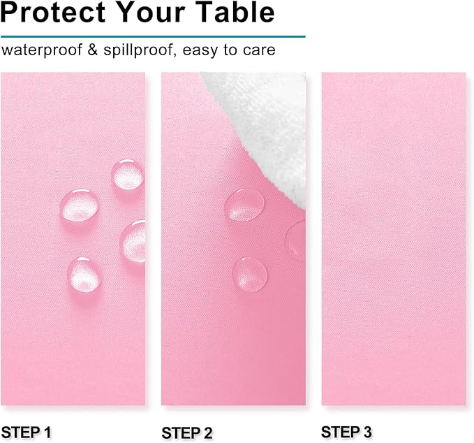 Hiasan Pink Tablecloth for Rectangle Tables - Waterproof and Spillproof Washable Fabric Table Cloth for Dining Room Kitchen Party, 52 x 70 Inch