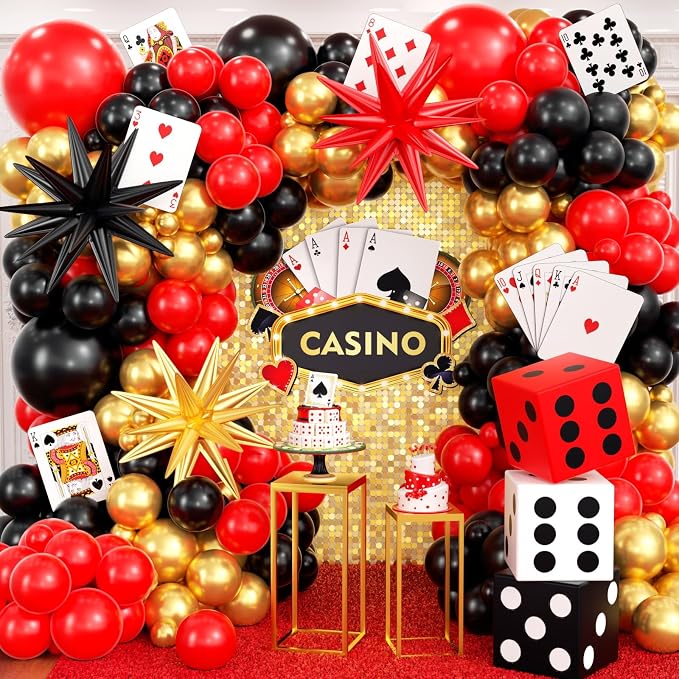 204Pcs Casino Balloon Garland Arch Kit by Unknown