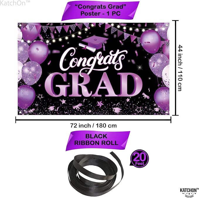 KatchOn Purple and Black Graduation Decorations 2026 Purple Graduation | - Image 4