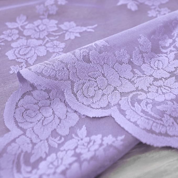 Kotile Light Purple Sheer Lace Curtains - Image 7