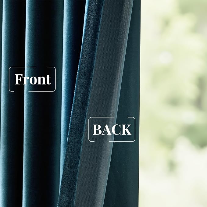 Velvet Peacock Blue Blackout Curtains 120 inch Length - Image 7