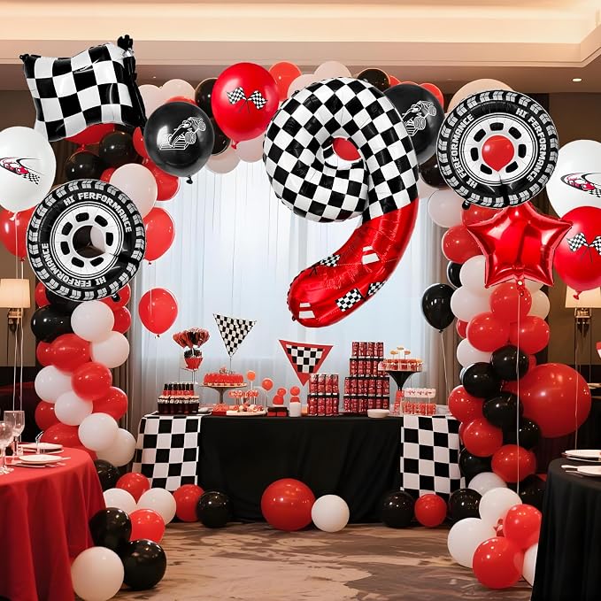 1 pack racing theme 40-inch digital foil balloon, featuring black and white - Image 3