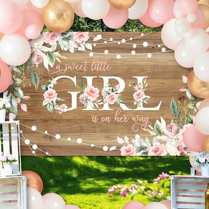 Rustic Girl Baby Shower Banner A Sweet Little Girl is on Her Way Baby Shower - Image 6