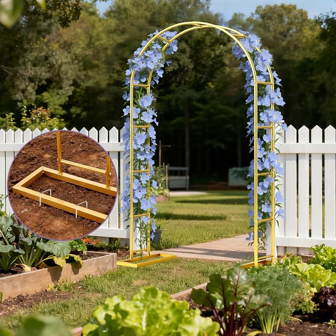 7.2FT Metal Wedding Arch Backdrop Stand Gold Arbor Frame - Image 7