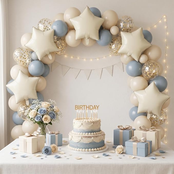 TONIFUL 15 Pcs Star Shaped Balloons 18 Inch Large Cream White Foil Balloons | - Image 4
