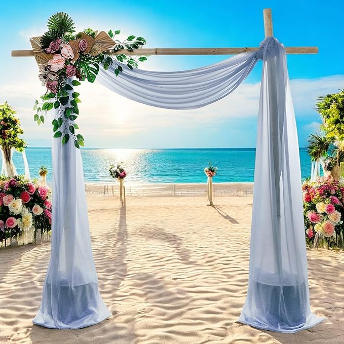 MDS Halloween Chiffon Draping Fabric - 2 Panel, 30" Wide x 20ft Long - Sheer Spooky Arbor & Canopy Drapery for Haunted House Backdrops, Party Ceilings, DIY Costumes & Themed Events - Dusty Blue