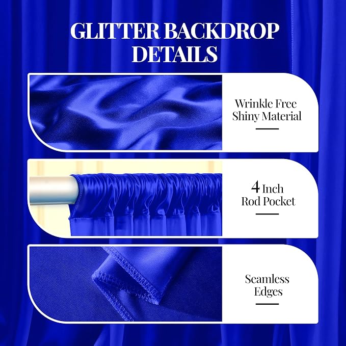 20x10ft Royal Blue Glitter Backdrop Curtain - Image 4