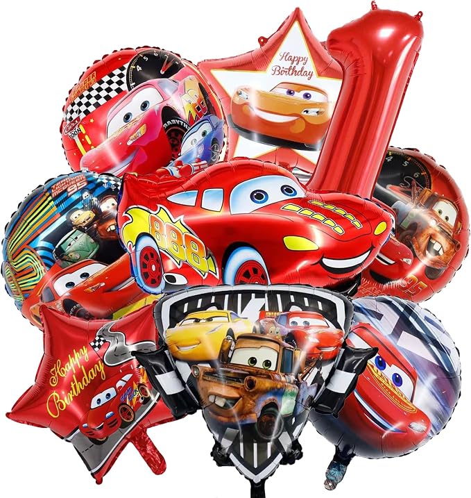 9 Pcs Car Theme Happy Birthday Decorations, Cute Cartoons Party Decorations by COWSTOOK