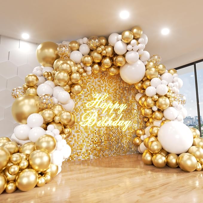White and Gold Balloon Arch Kit, Engagements, Bridal Shower, Baby Shower by ADOINBY