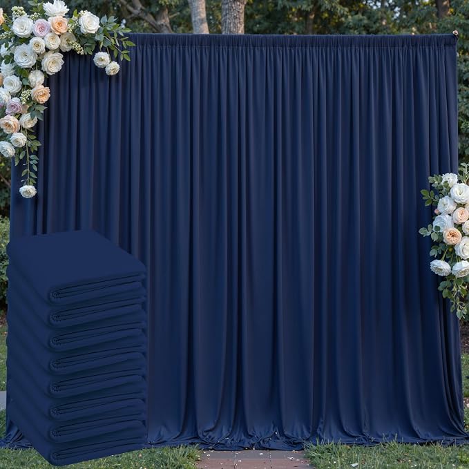 40 ft x 10 ft Wrinkle Free Navy Blue Backdrop Curtain by Outpain