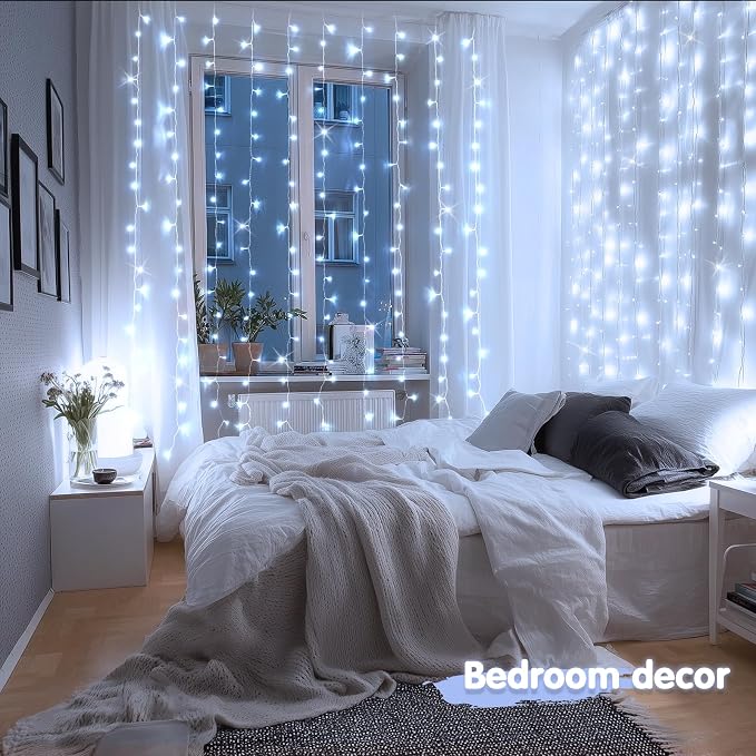 JMEXSUSS 200 LED White Curtain Lights, USB Powered, 6.5ft x 6.5ft | White - Image 6
